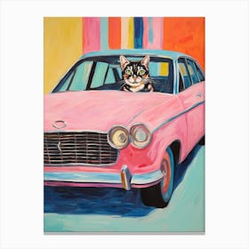 Ford Fairlane Vintage Car With A Cat, Matisse Style Painting 1 Canvas Print