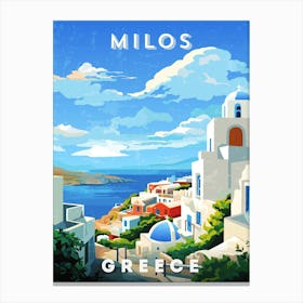 Greece, Milos — Retro travel minimalist poster, retro travel art, retro travel wall art, vector art Canvas Print