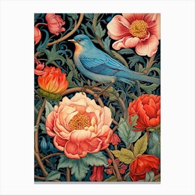 Bird And Flowers 1 Canvas Print