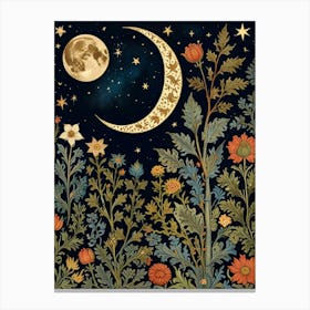 Moon In Forest Style William Morris 9 Canvas Print