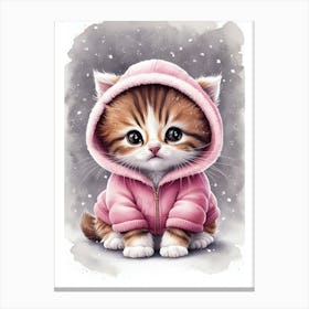 Cat In Pink Coat Canvas Print