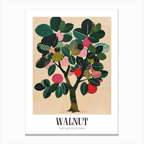 Walnut Tree Colourful Illustration 2 Poster Canvas Print