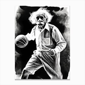 Albert Einstein Playing Basketball Abstract Painting (1) 1 Canvas Print