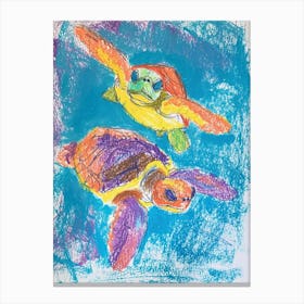 Rainbow Abstract Crayon Sea Turtles 2 Canvas Print