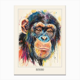 Bonobo Colourful Watercolour 4 Poster Canvas Print