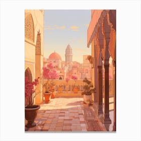 Marrakech Morocco 6 Vintage Pink Travel Illustration Canvas Print