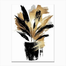 Gold And Black Plant 2 Canvas Print