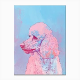 Poodle Dog Pastel Line Watercolour Illustration  2 Canvas Print