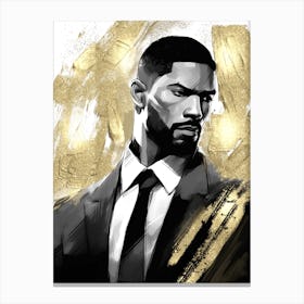 Black Man with Gold Abstract 14 Canvas Print