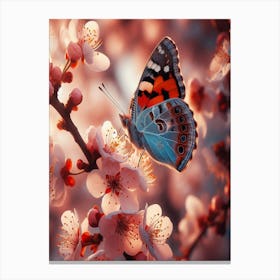 Butterfly On Cherry Blossoms 1 Canvas Print