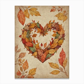 Autumn Leaves Heart 4 Canvas Print