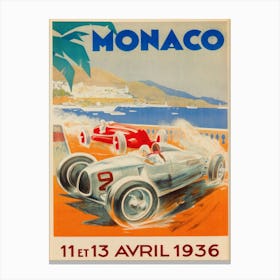 Monaco Grand Prix Vintage Poster 1 Canvas Print