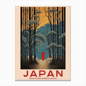 Arashiyama Bamboo Grove, Visit Japan Vintage Travel Art 1 Canvas Print