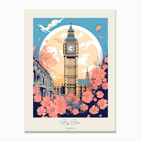 Big Ben, London   Cute Botanical Illustration Travel 3 Poster Canvas Print