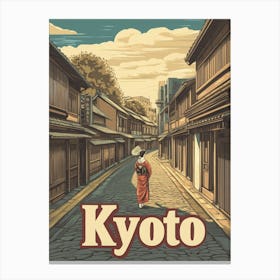 Aihrgdesign A Retro Travel Poster For Kyoto 2 Canvas Print