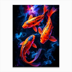 Koi In The Cosmic Flow Canvas Print