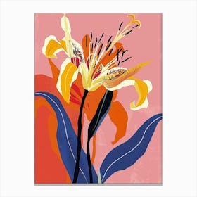 Colourful Flower Illustration Gloriosa Lily 1 Canvas Print