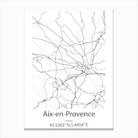 Aix En Provence,France Minimalist Map Canvas Print