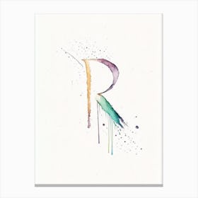 R, Letter, Alphabet Minimalist Watercolour 4 Canvas Print