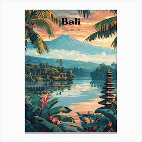 Bali Indonesia Vacation Digital Travel Illustration Canvas Print