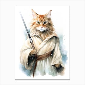 Main Coon Cat As A Jedi 2 Canvas Print