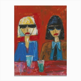 Two Women With Sunglasses Canvas Print