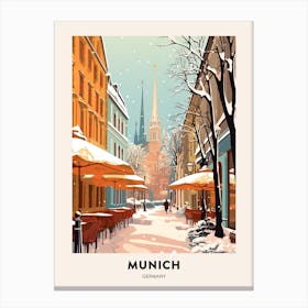 Vintage Winter Travel Poster Munich Germany 3 Canvas Print