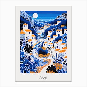 Poster Of Capri, Italy, Illustration In The Style Of Pop Art 2 Canvas Print