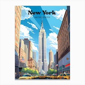 New York United States Street Travel Art Illustration Canvas Print