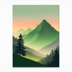 Misty Mountains Vertical Composition In Green Tone 116 Canvas Print