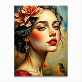 Woman With Flowers Canvas Print