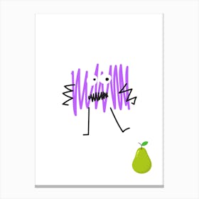 Pear Monster.A work of art. Children's rooms. Nursery. A simple, expressive and educational artistic style. Canvas Print