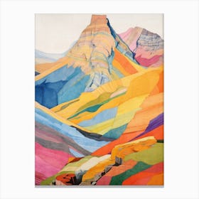 Carneddau Wales 1 Colourful Mountain Illustration Canvas Print