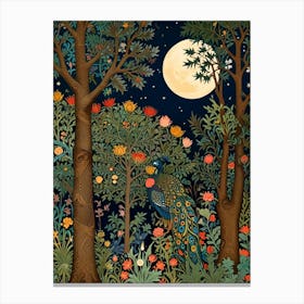 William Morris Peacock In The Forest 3 Canvas Print