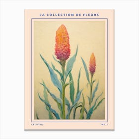 Celosia French Flower Botanical Poster Canvas Print