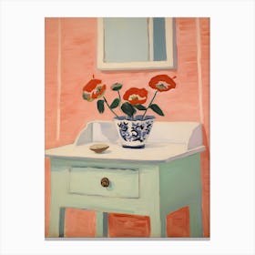 Bathroom Vanity Painting With A Poppy Bouquet 4 Canvas Print