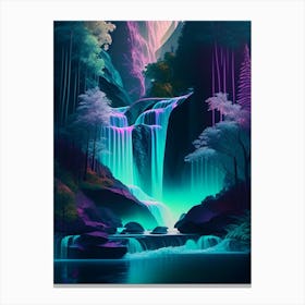 Waterfalls In Forest, Water, Landscapes, Waterscape Holographic 2 Canvas Print