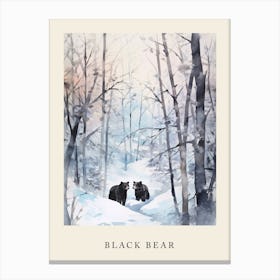 Winter Watercolour Black Bear 5 Poster Canvas Print