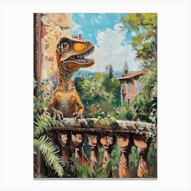 Dinosaur & The Balcony Painting 3 Canvas Print
