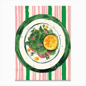 A Plate Of Leeks, Top View Food Illustration 2 Canvas Print