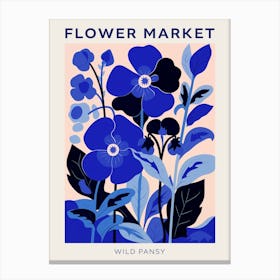 Blue Flower Market Poster Wild Pansy 1 Canvas Print