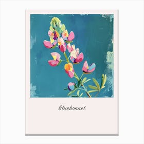 Bluebonnet 2 Square Flower Illustration Poster Canvas Print