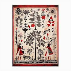 Default Traditional Ethnic Warli Art From India In Simple Geom 0 Canvas Print