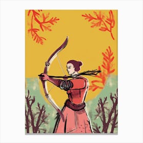 Samurai Illustration Floral 2 Canvas Print