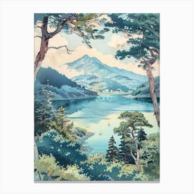 Hakone Japan 4 Retro Illustration Canvas Print