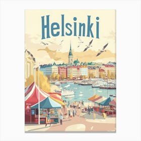 Aihrgdesign A Classic 1960s Travel Poster For Helsinki 1 Canvas Print