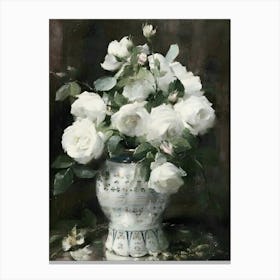 White Roses In A Vase 4 Canvas Print