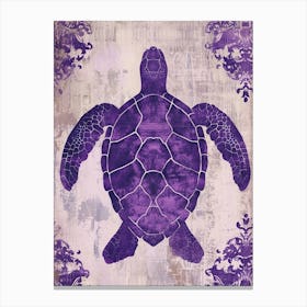 Purple Ornamental Sea Turtle 2 Canvas Print