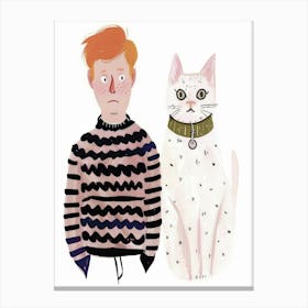 Boy And A Cat 1 Canvas Print