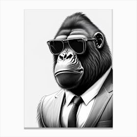 Gorilla In Suit Gorillas Pencil Sketch 2 Canvas Print